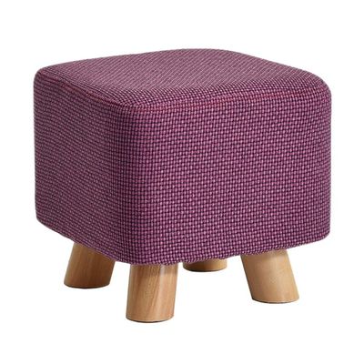 Durable Upholstered Ottoman Pouf, Solid Beech Wood, Purple (29 × 29 × 25 cm)