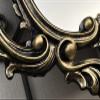 Black and Gold Wall Mirror with Console and Shelf, Baroque Antique Style view 4