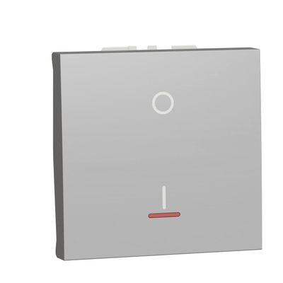Schneider Electric NU326230S Unica 2-Pole Illuminated Switch, 2 Modules, Aluminum