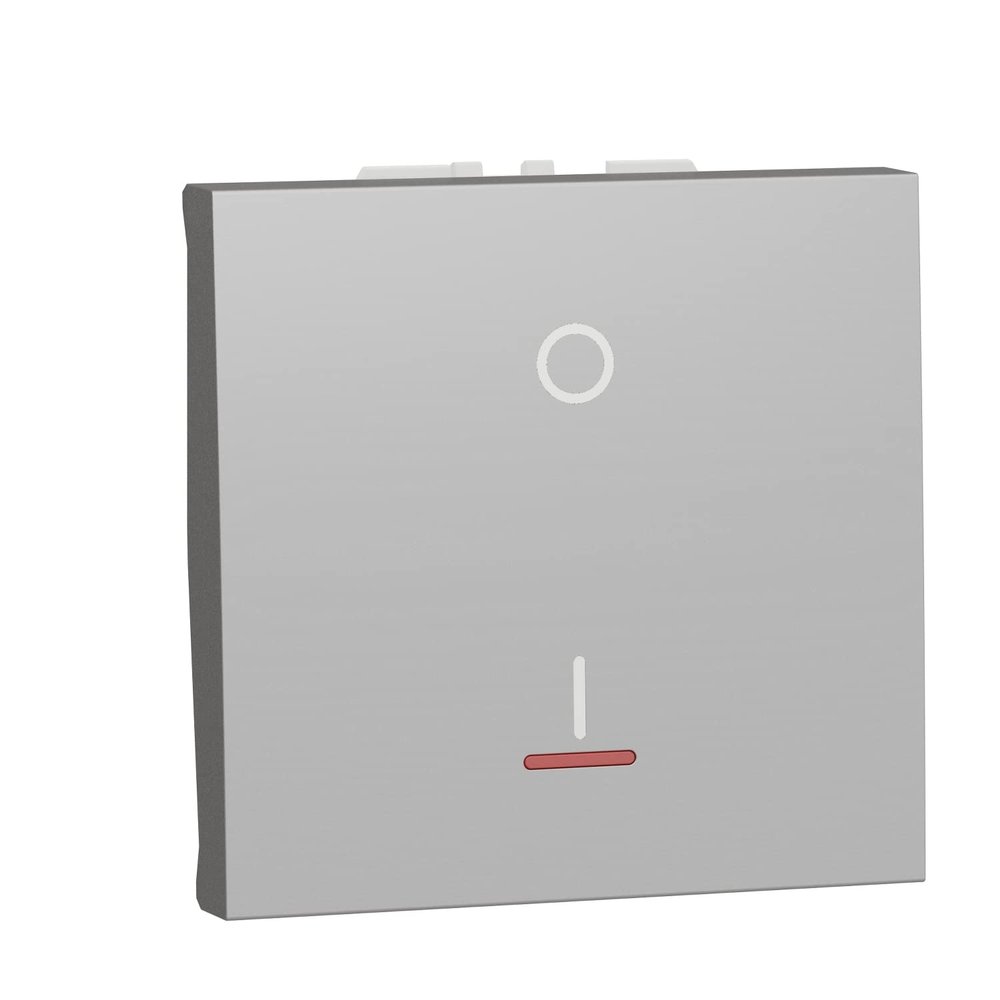 Schneider Electric NU326230S Unica 2-Pole Illuminated Switch, 2 Modules, Aluminum