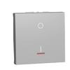 Schneider Electric NU326230S Unica 2-Pole Illuminated Switch, 2 Modules, Aluminum view 1
