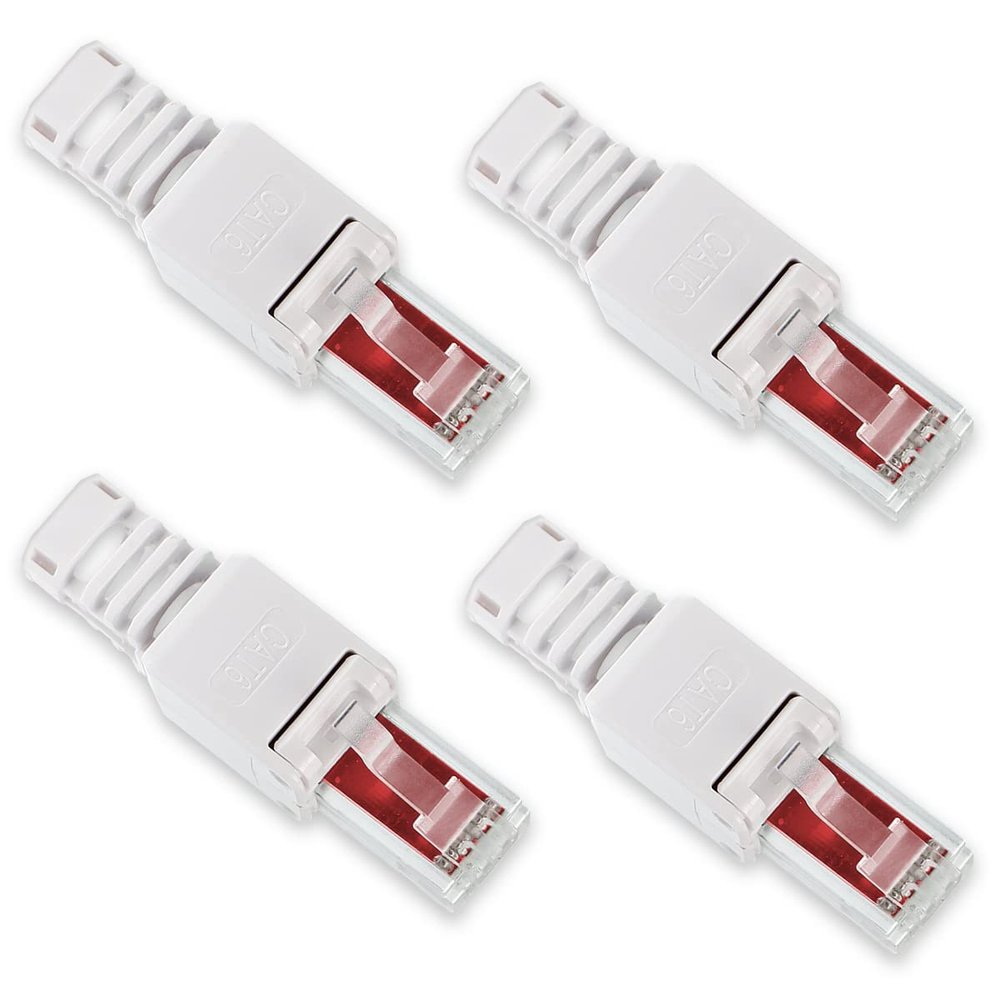 4-Pack Tool-Free RJ45 Cat 6 Network Plugs