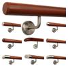 TIBU Mahogany Wood Stair Handrail, 450 cm, 6 Angled Stainless Steel Brackets view 1
