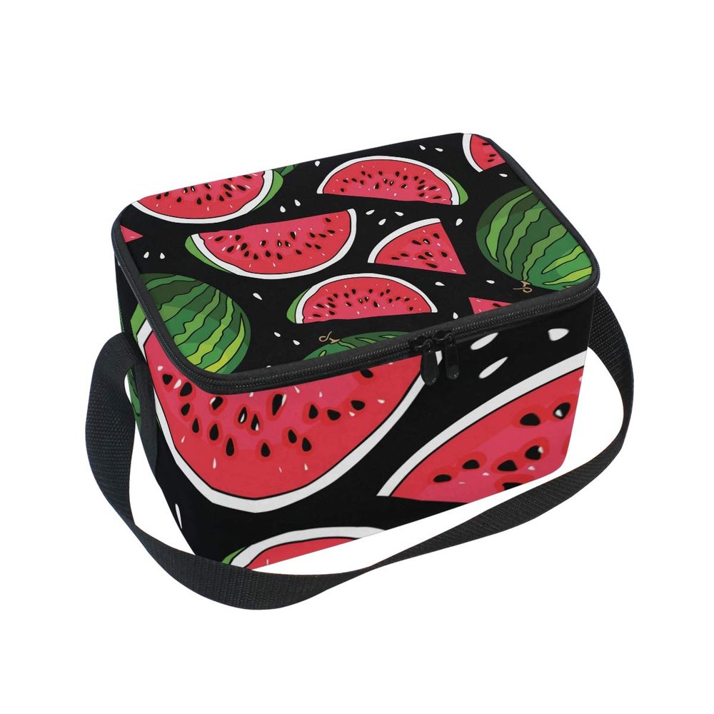 Mnsruu Insulated Neoprene Lunch Bag, Watermelon Pattern, with Shoulder Strap