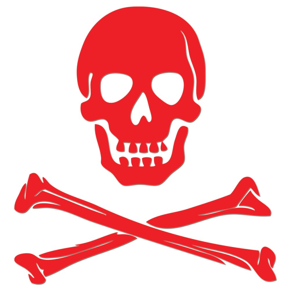 JasonCarlMorgan JCM Graphics Skull and Crossbones Iron-On Transfer, 85 mm, Red