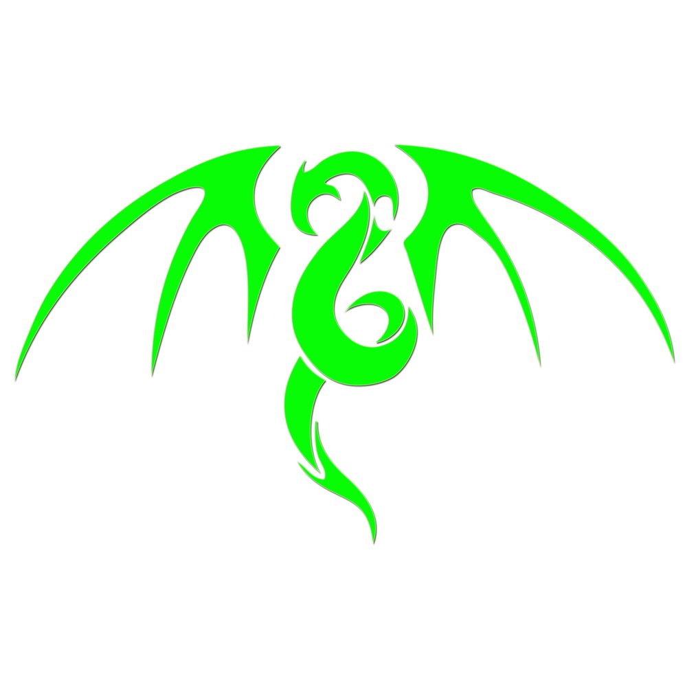 JasonCarlMorgan JCM Graphics Tribal Dragon Iron-On Transfer, 150 mm, Neon Green