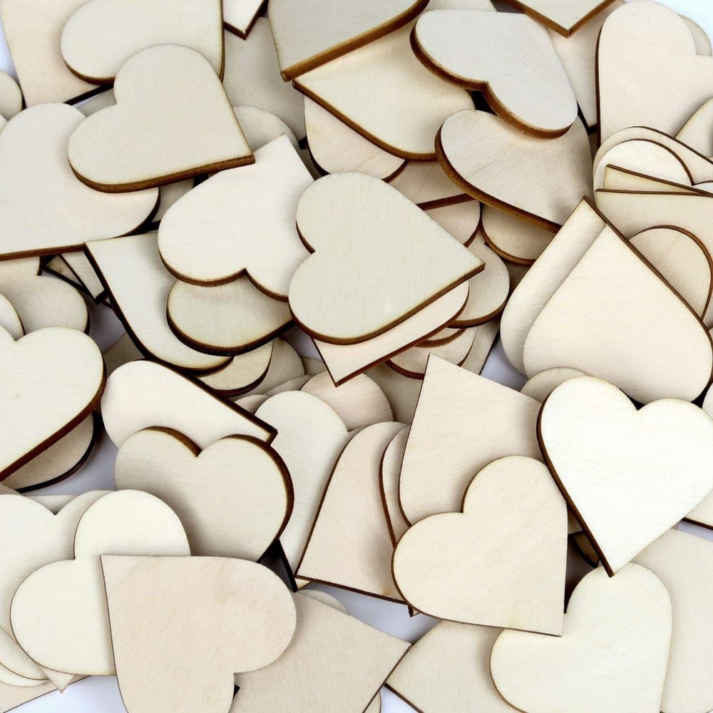 Wooden Hearts, 59 cm, 25-Pack, Unfinished Craft & Table Decor