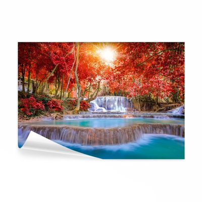 decomonkey Self-Adhesive Waterfall Photo Wallpaper, 147 x 105 cm, Forest Nature