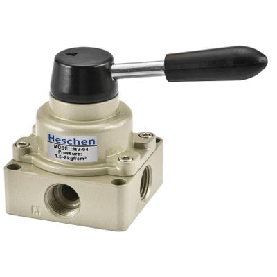 Heschen Rotary Lever Hand Valve, HV-04, PT1/2", 3 Positions, 4-Way Airflow Control Valve