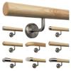 TIBU Pine Stair Handrail, 350 cm, 5 Stainless Steel Brackets, Beveled Ends view 1