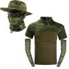 ZFFOZZ Tactical Summer Gear Set, Short-Sleeve BDU, Camouflage Boonie Hat, Bird's-Eye Balaclava and Ice Sleeves, Color 3, M view 1