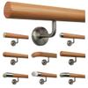 Larch Wood Stair Handrail with Angled Stainless Steel Brackets, 370 cm view 1
