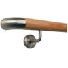 Larch Wood Stair Handrail, 240 cm, 4 Angled Stainless Steel Brackets, Stainless Steel Bow Ends view 2