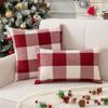 UGASA Plaid Cotton-Linen Euro Pillow Covers, Red and White, 66 x 66 cm, 2-Pack view 2