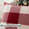 UGASA Plaid Cotton-Linen Euro Pillow Covers, Red and White, 66 x 66 cm, 2-Pack view 3