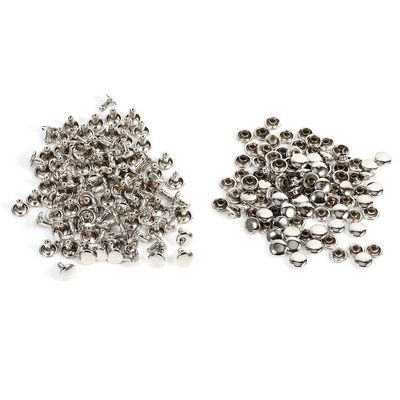 Akozon Double-Cap Rivets, 100 Sets, 8 x 8 mm, Silver