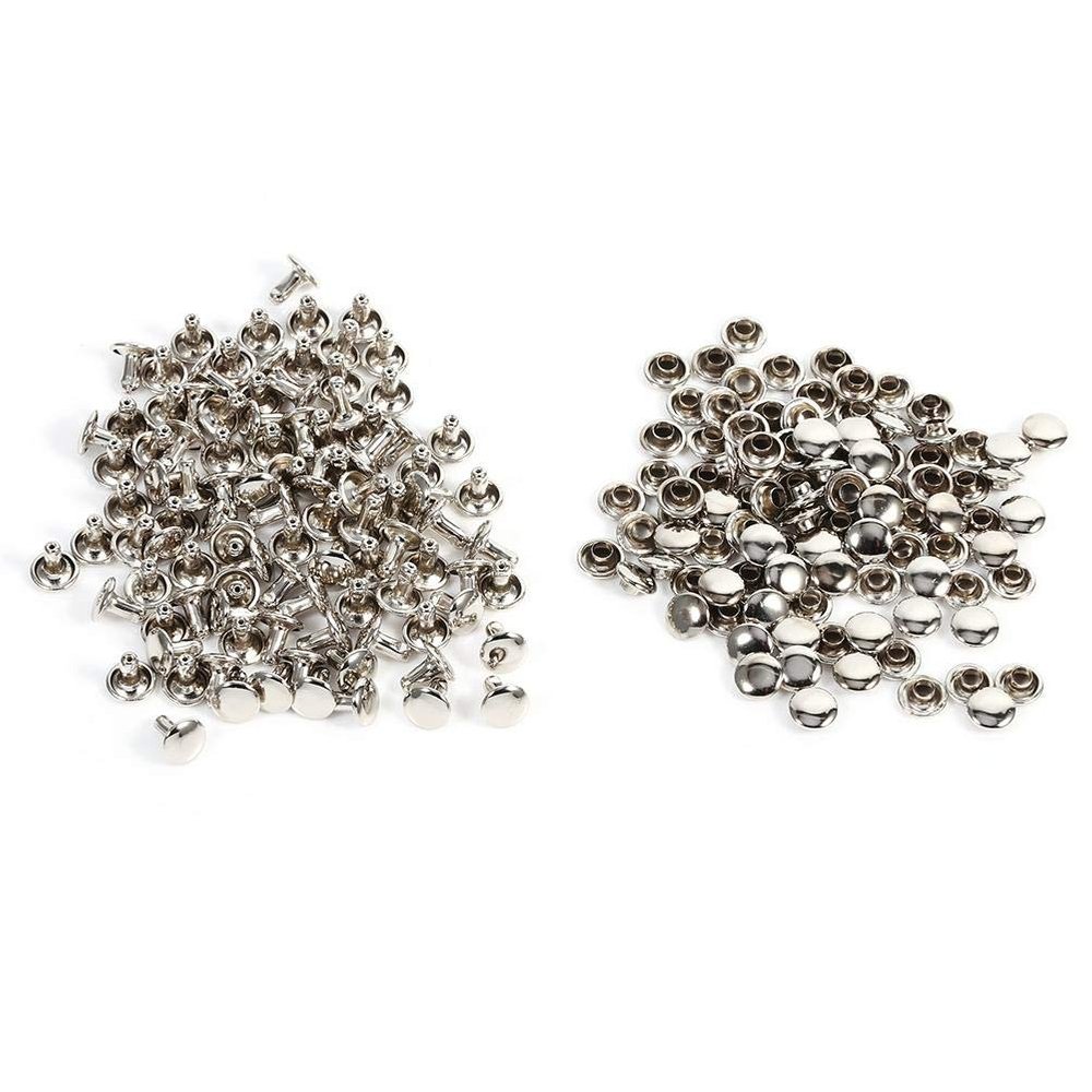 Akozon Double-Cap Rivets, 100 Sets, 8 x 8 mm, Silver