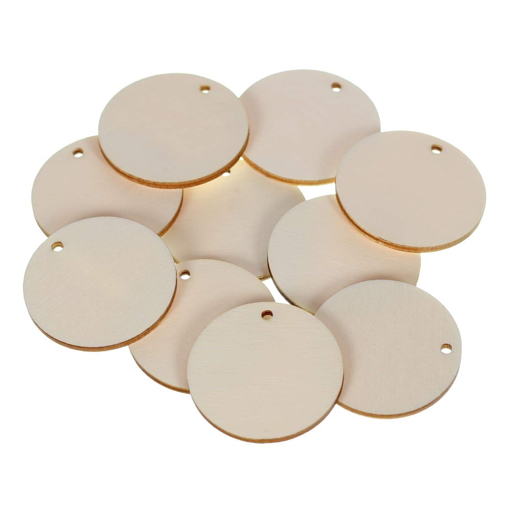 Wooden Discs with Hole for Crafts and Décor, 53 cm Diameter, Pack of 25