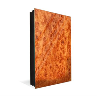 Steel Key Cabinet and Frameless Magnetic Whiteboard, K10 Afzelia Wood Grain
