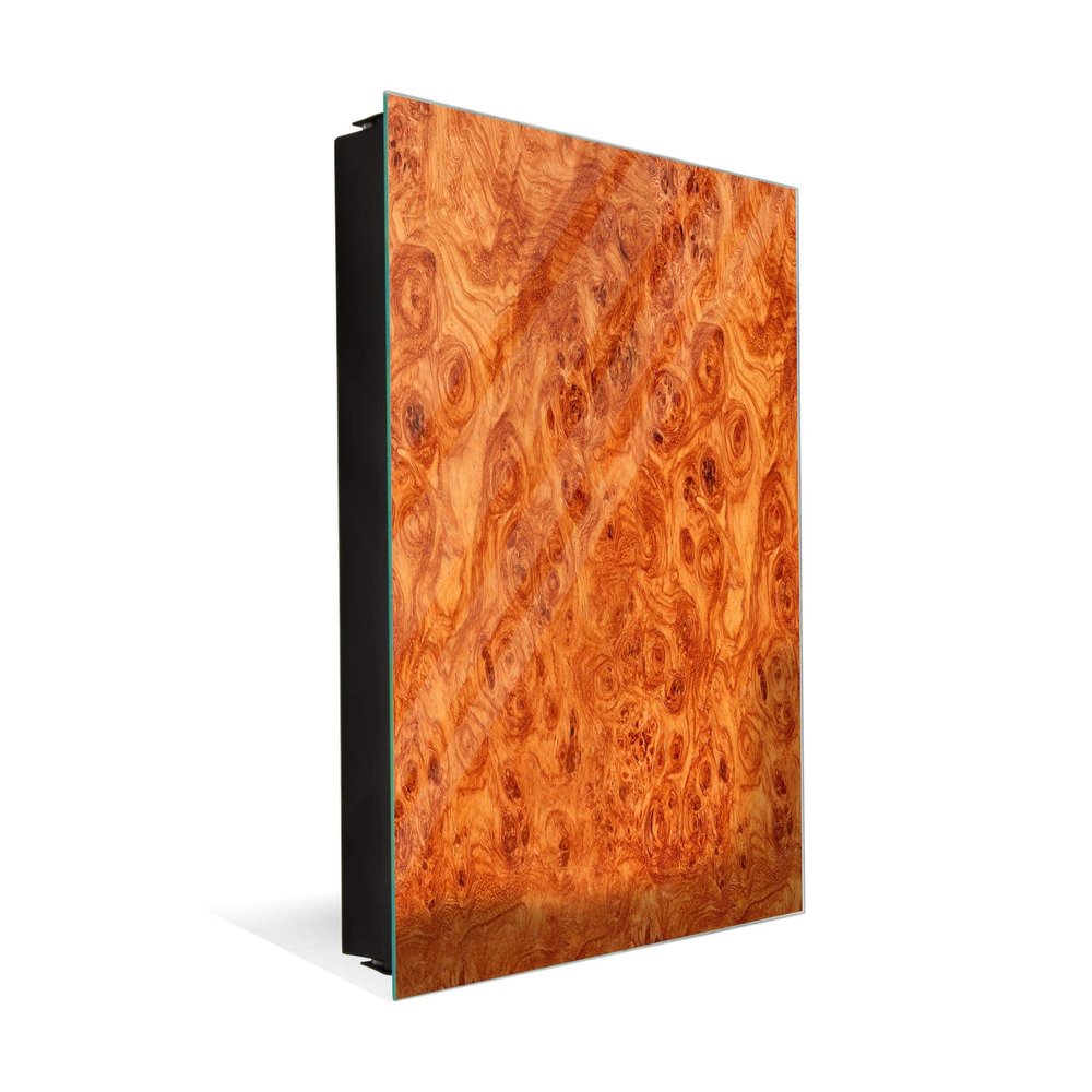 Steel Key Cabinet and Frameless Magnetic Whiteboard, K10 Afzelia Wood Grain