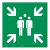 Photoluminescent Assembly Point Safety Sign Sticker, ASR A1.3, 200 x 200 mm view 1