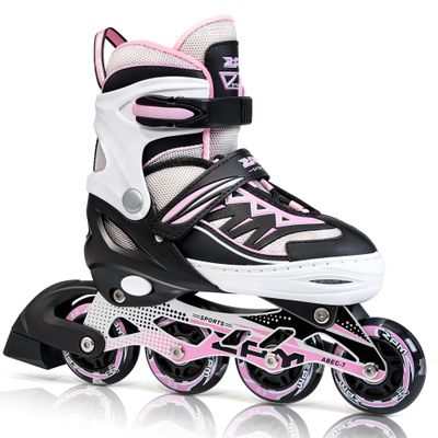 2PM SPORTS Cytia Pink/Purple Adjustable Inline Skates for Kids with LED Light-Up Wheels