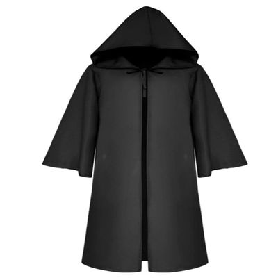 LATH.PIN Unisex Hooded Cape, Medieval Gothic Knight Cloak, Long Robe, Black, M