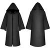 LATH.PIN Unisex Hooded Cape, Medieval Gothic Knight Cloak, Long Robe, Black, M view 2