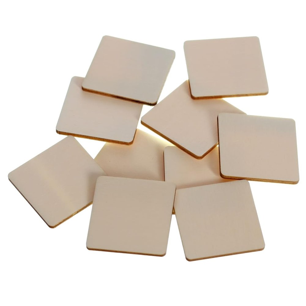 Wood Squares with Rounded Corners, 5 x 5 cm, Pack of 50