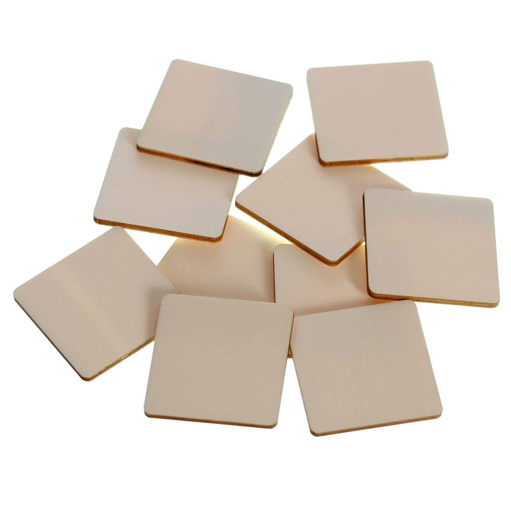 Wooden Squares with Rounded Corners, 1–60 cm, Pack of 10, 12 x 12 cm