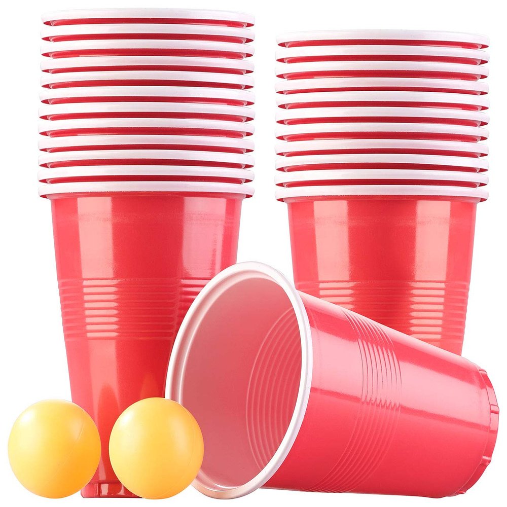 infactory Beer Pong Drinking Game Set with 24 Cups and 2 Balls
