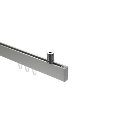 INTERDECO Square Internal-Track Curtain Rod, 14 x 35 mm, Stainless Steel Look, 140 cm