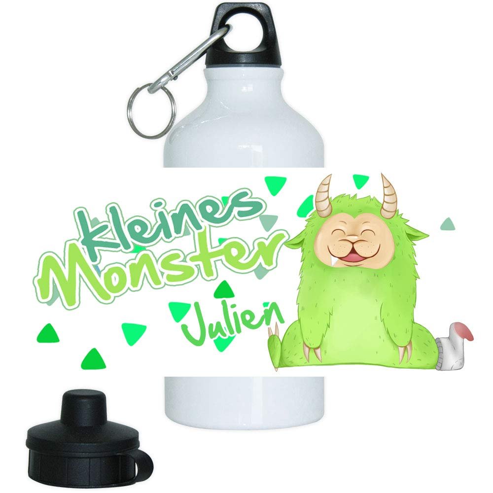 Eurofoto Personalized Water Bottle Set with Julien and Little Monster Design for Boys