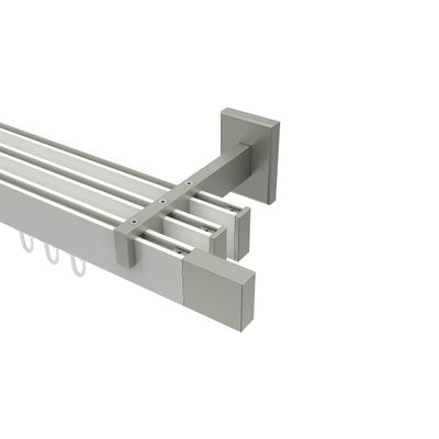 INTERDECO Square 3-Track Internal-Run Curtain Rod, 14 x 35 mm, White, 320 cm