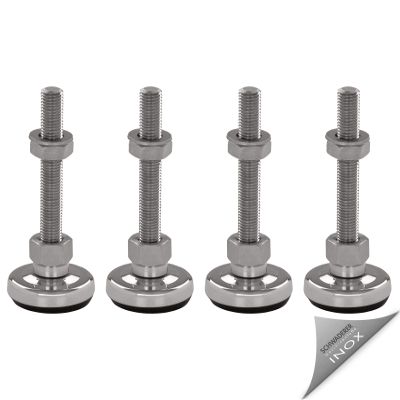 Schwaderer SFE 40 Adjustable Articulated Machine Feet, 40 mm, Set of 4, Stainless Steel, M16 × 180 mm