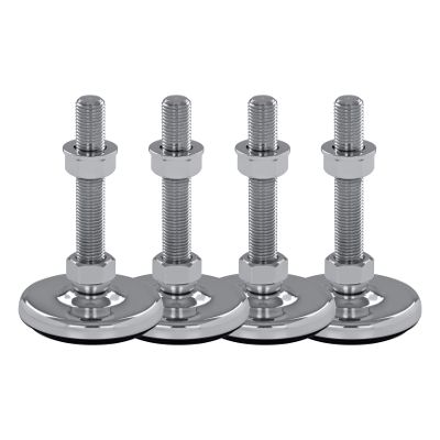 Schwaderer SF 80 Adjustable Swivel Leveling Feet, 80 mm, 4-Pack, M8–M30, Chrome-Plated Steel, M10 × 200 mm