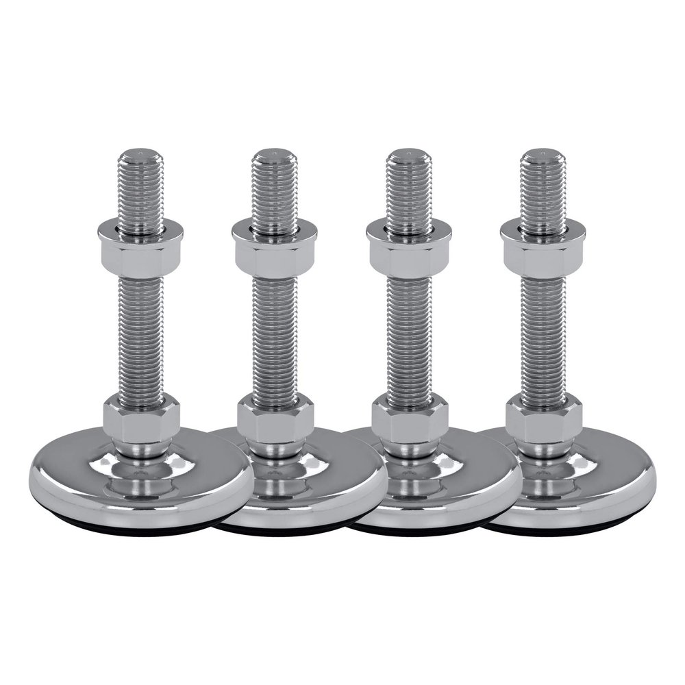 Schwaderer SF 80 Adjustable Swivel Leveling Feet, 80 mm, 4-Pack, M8–M30, Chrome-Plated Steel, M10 × 200 mm