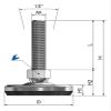 Schwaderer SF 80 Adjustable Swivel Leveling Feet, 80 mm, 4-Pack, M8–M30, Chrome-Plated Steel, M10 × 200 mm view 2