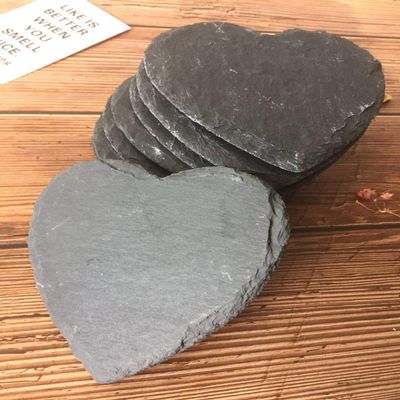 Yishu Slate Coaster Set, 8-Piece, 10 x 10 cm, Decorative Heart-Shaped Coasters