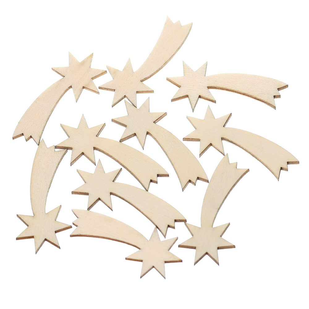 Wooden Shooting Stars, 1–60 cm, Scatter Decor, 10-Pack