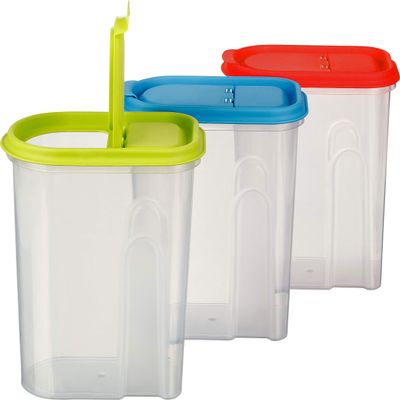 Kigima Cereal Storage Containers, 2 L, Set of 3, Multicolor