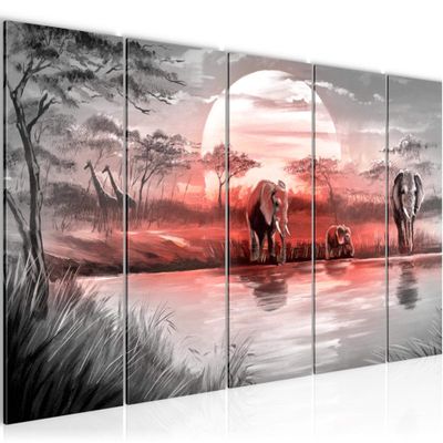 Runa Art African Elephant 5-Piece Canvas Wall Art