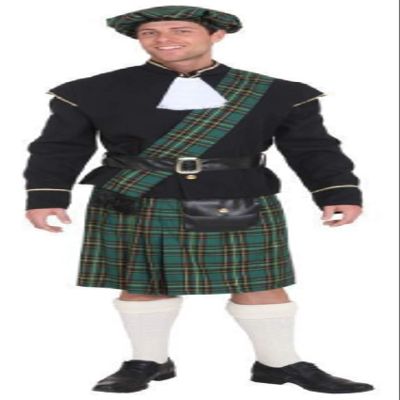 O7213-62-64 Men's Green Scottish Costume, Size 62-64