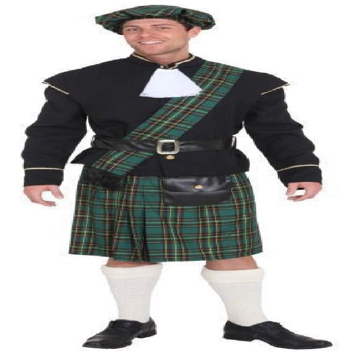 O7213-62-64 Men's Green Scottish Costume, Size 62-64