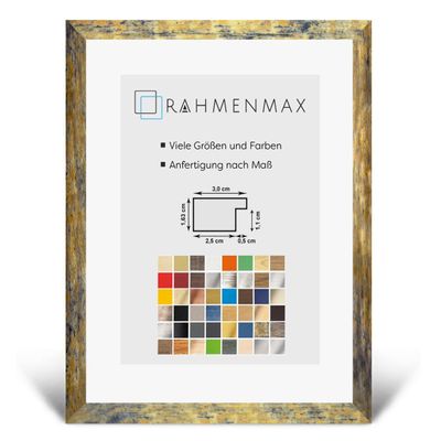 Morena MDF Picture Frame, 57 x 64 cm, Mottled Blue-Gold, Acrylic Glazing