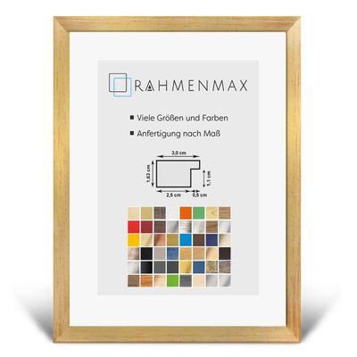 Morena MDF Frame for 52 x 55 cm Picture, Glossy Gold, with Acrylic Glass