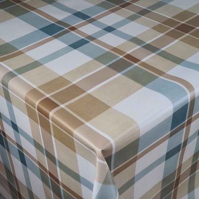 Oilcloth Tablecloth, Checkered Beige, 120 x 150 cm, Washable