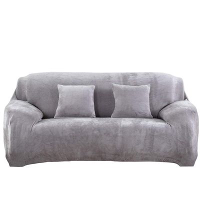 Thick Velvet Sofa Cover, 2-Seater, Light Gray, 145–185 cm
