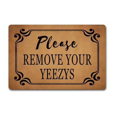 ZQH Doormat with “Please Remove Your Yeezys” Text, Monogram, Welcome Mat (23.6 x 39.9 cm), Fleece Fabric Top with Non-Slip Rubber Backing
