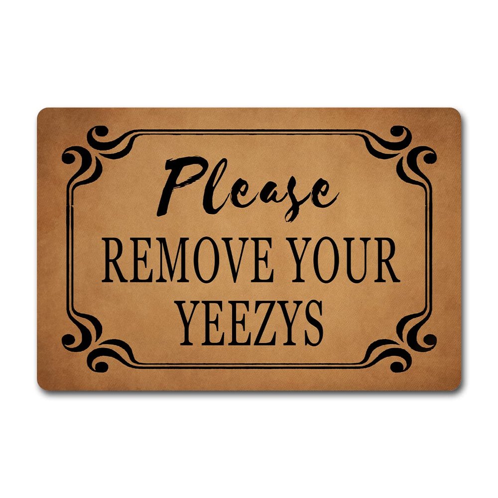 ZQH Doormat with “Please Remove Your Yeezys” Text, Monogram, Welcome Mat (23.6 x 39.9 cm), Fleece Fabric Top with Non-Slip Rubber Backing